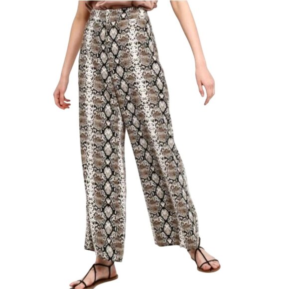 Banana Republic Wide Leg High Rise Python Print Pants Size 4 - Picture 4 of 9